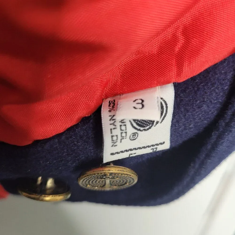 Vintage Rothschild Wool Coat Navy Blue Red Vintage Union Made USA Girls Size 3